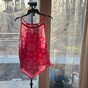 SHEIN Hot Pink Bandana-Print Handkerchief Hem Camisole